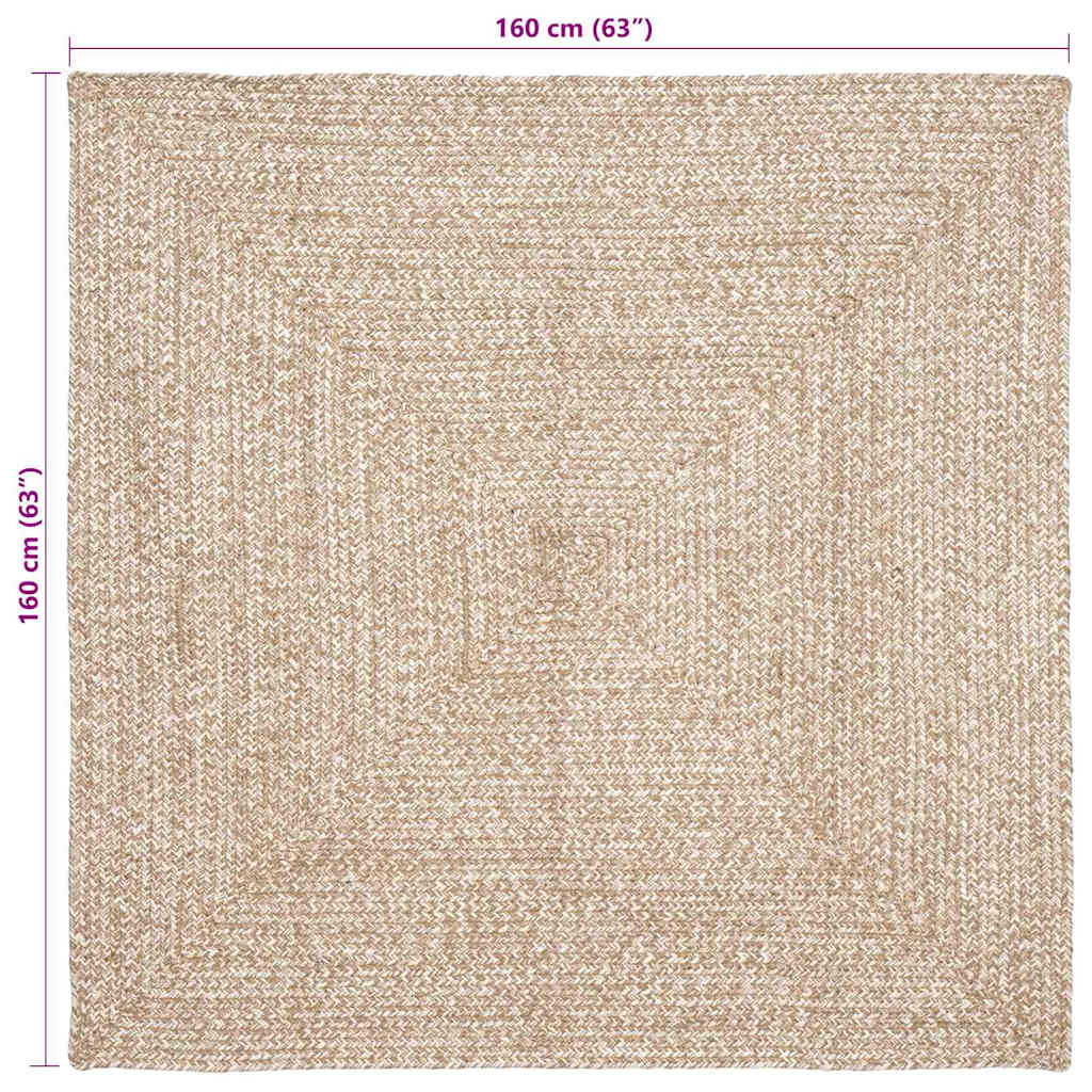 Tappeto Naturale e bianco 160 x 160 cm Juta