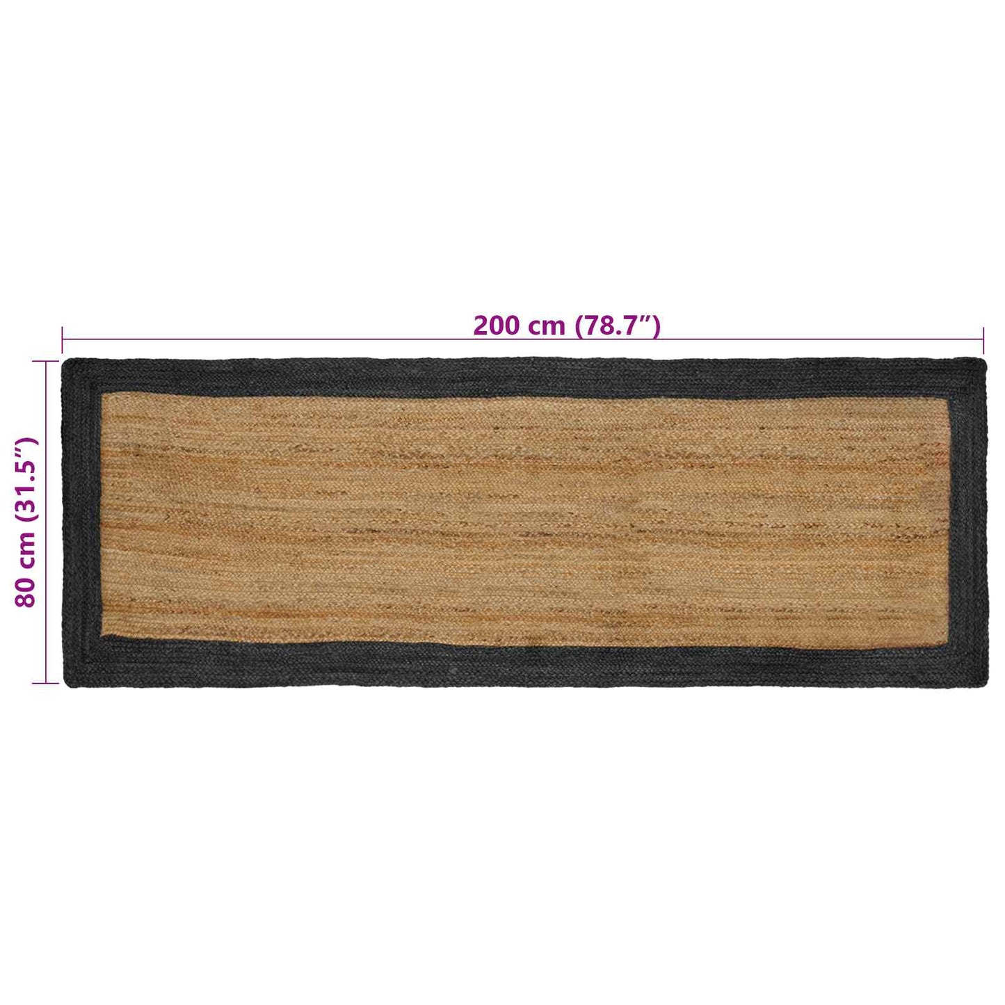Tappeti per area Naturale e Grigio Scuro 80 x 200 cm Juta | homemem39