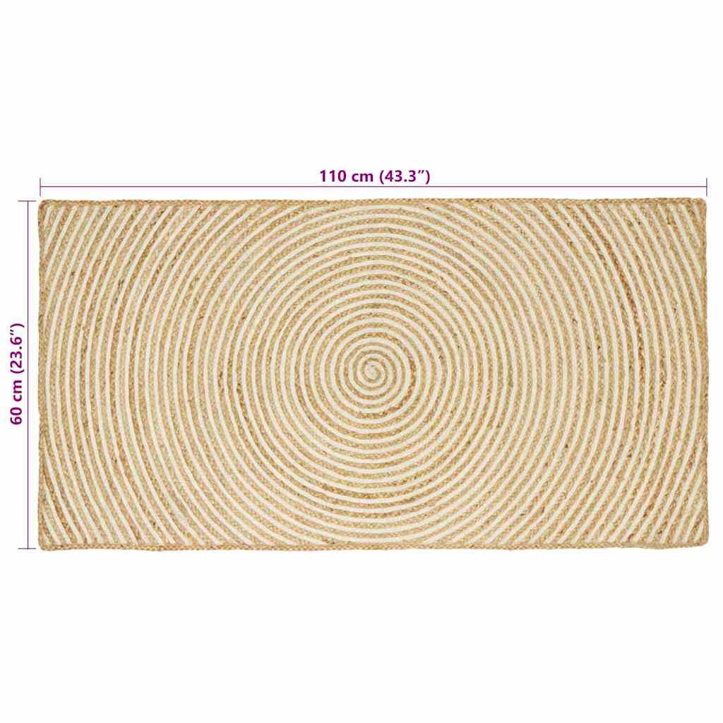 Tappeto Naturale e Bianco 60 x 110 cm Juta | homemem39