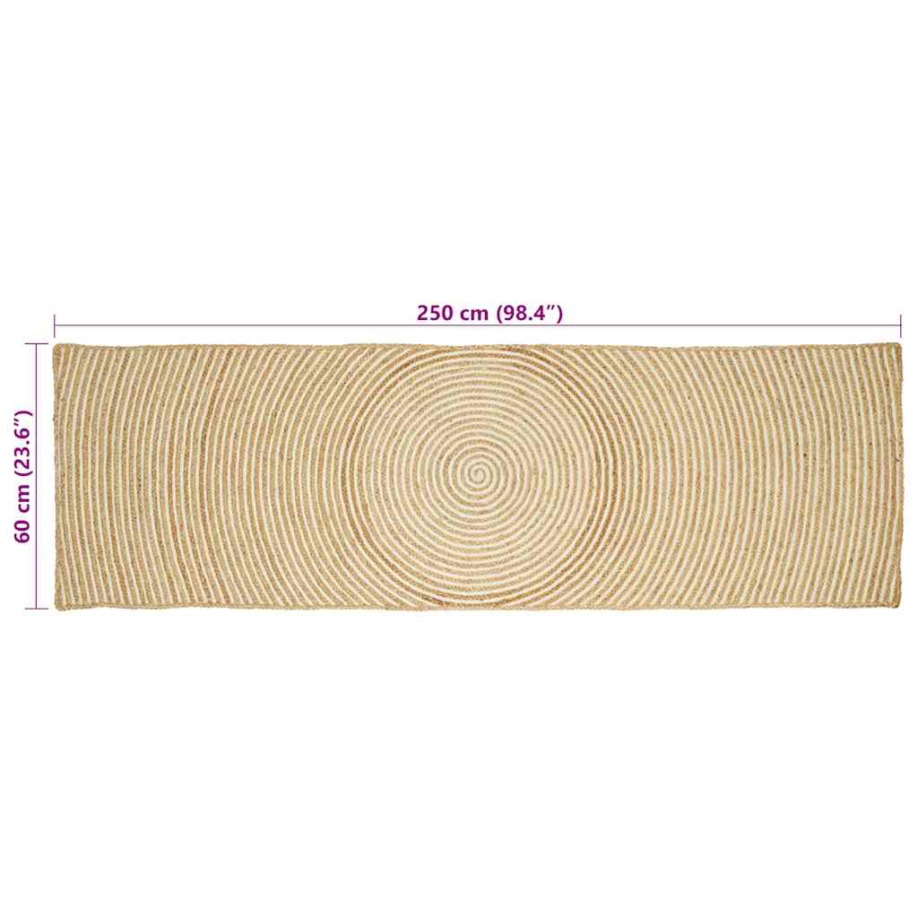 Tappeto Naturale e Bianco 60 x 250 cm Juta | homemem39
