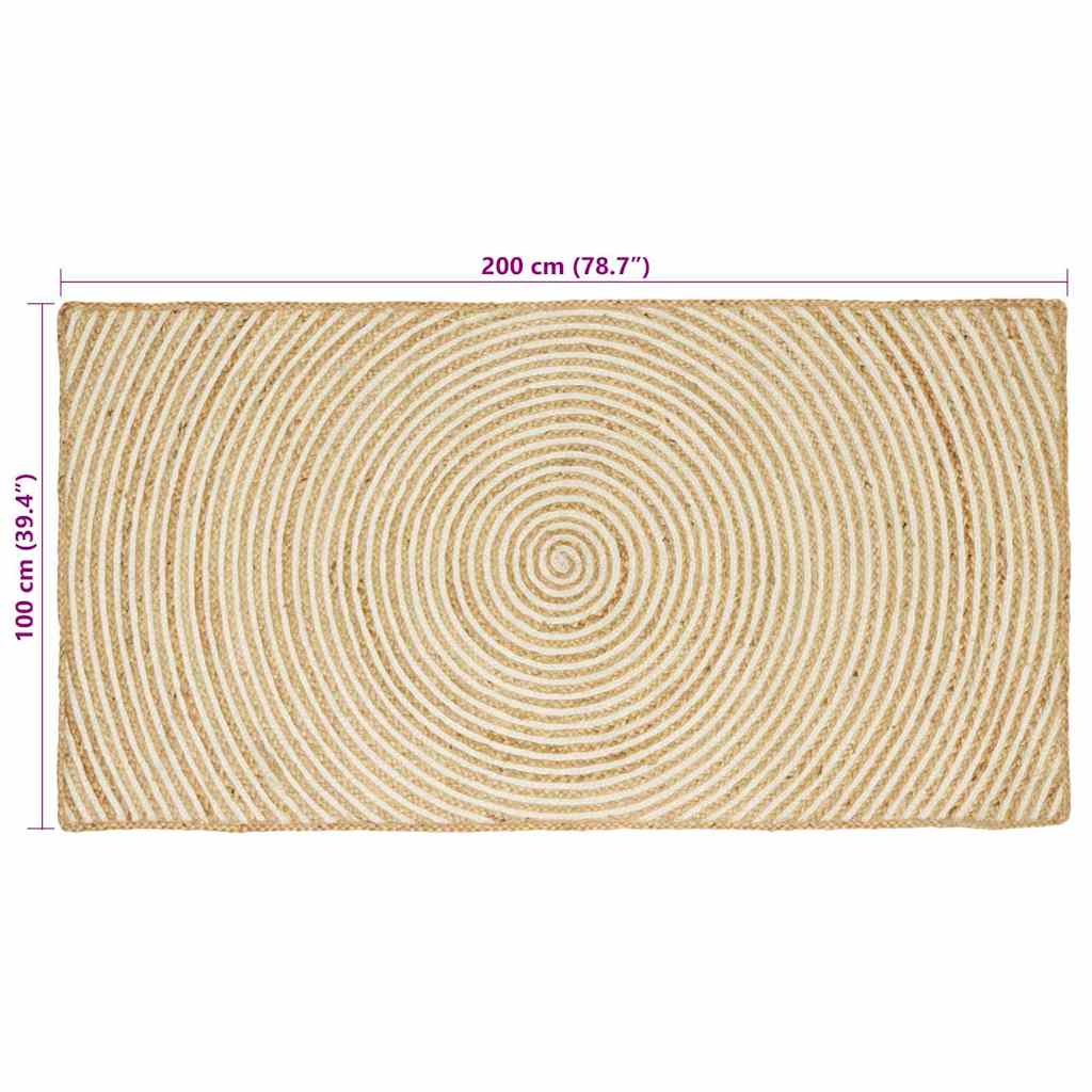 Tappeto Naturale e Bianco 100 x 200 cm Juta | homemem39