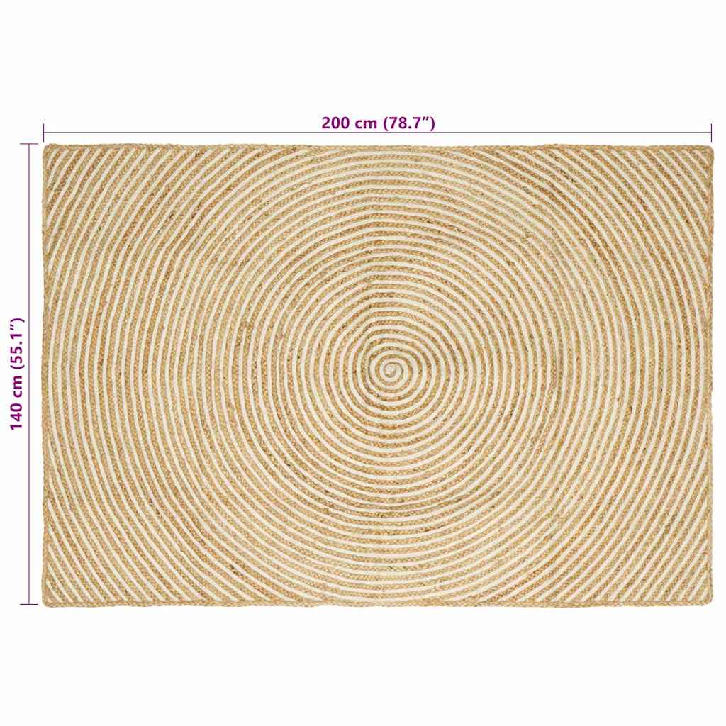 Tappeto Naturale e Bianco 140 x 200 cm Juta | homemem39
