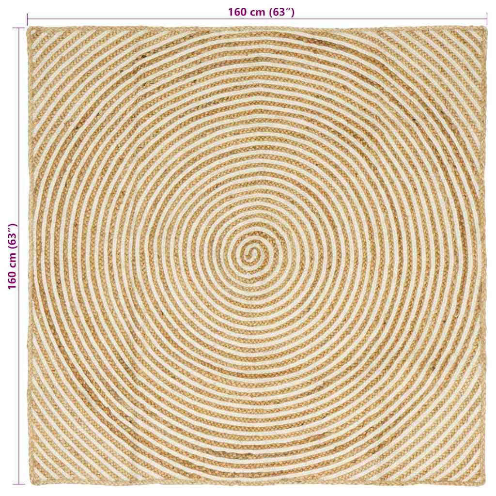 Tappeto Naturale e Bianco 160 x 160 cm Juta