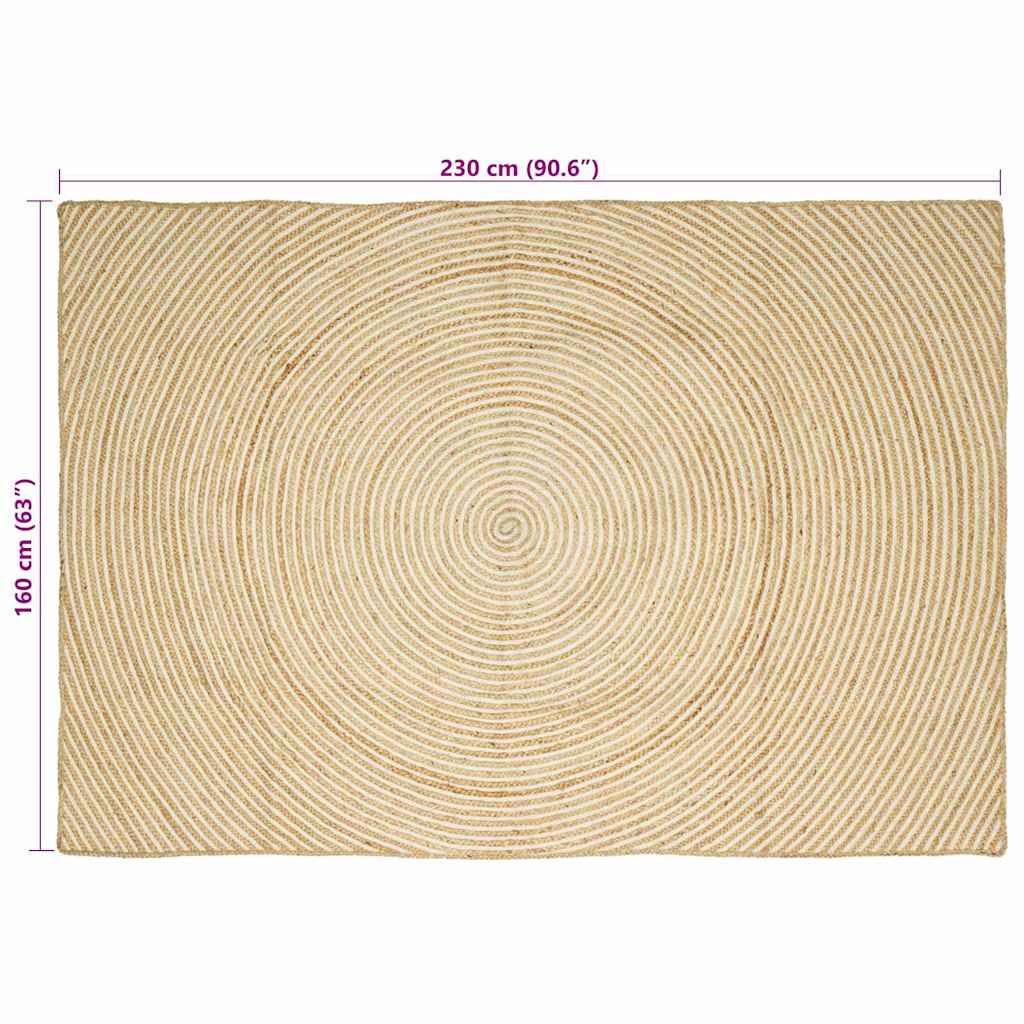 Tappeto Naturale e Bianco 160 x 230 cm Juta | homemem39