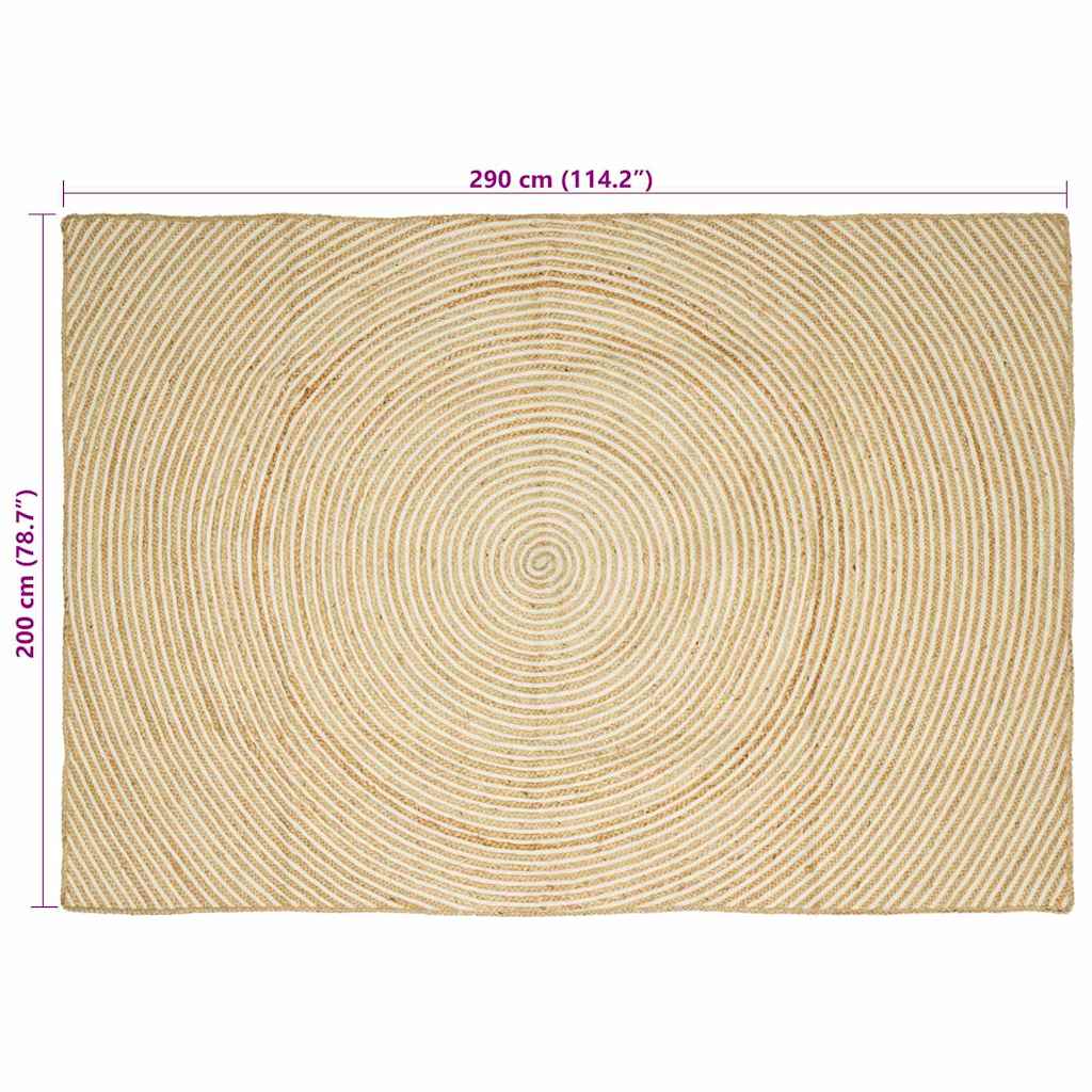 Tappeto Naturale e Bianco 200 x 290 cm Juta | homemem39