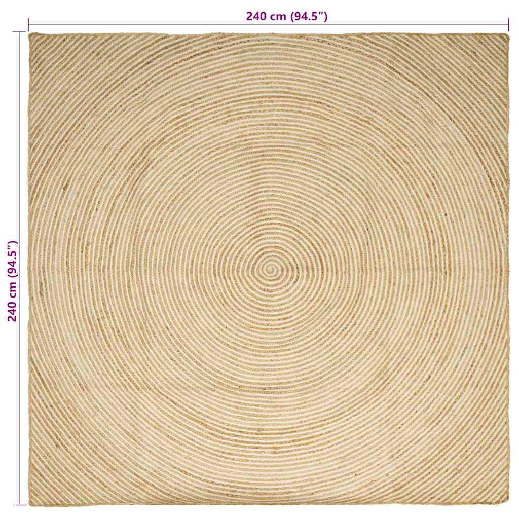 Tappeto Naturale e Bianco 240 x 240 cm Juta