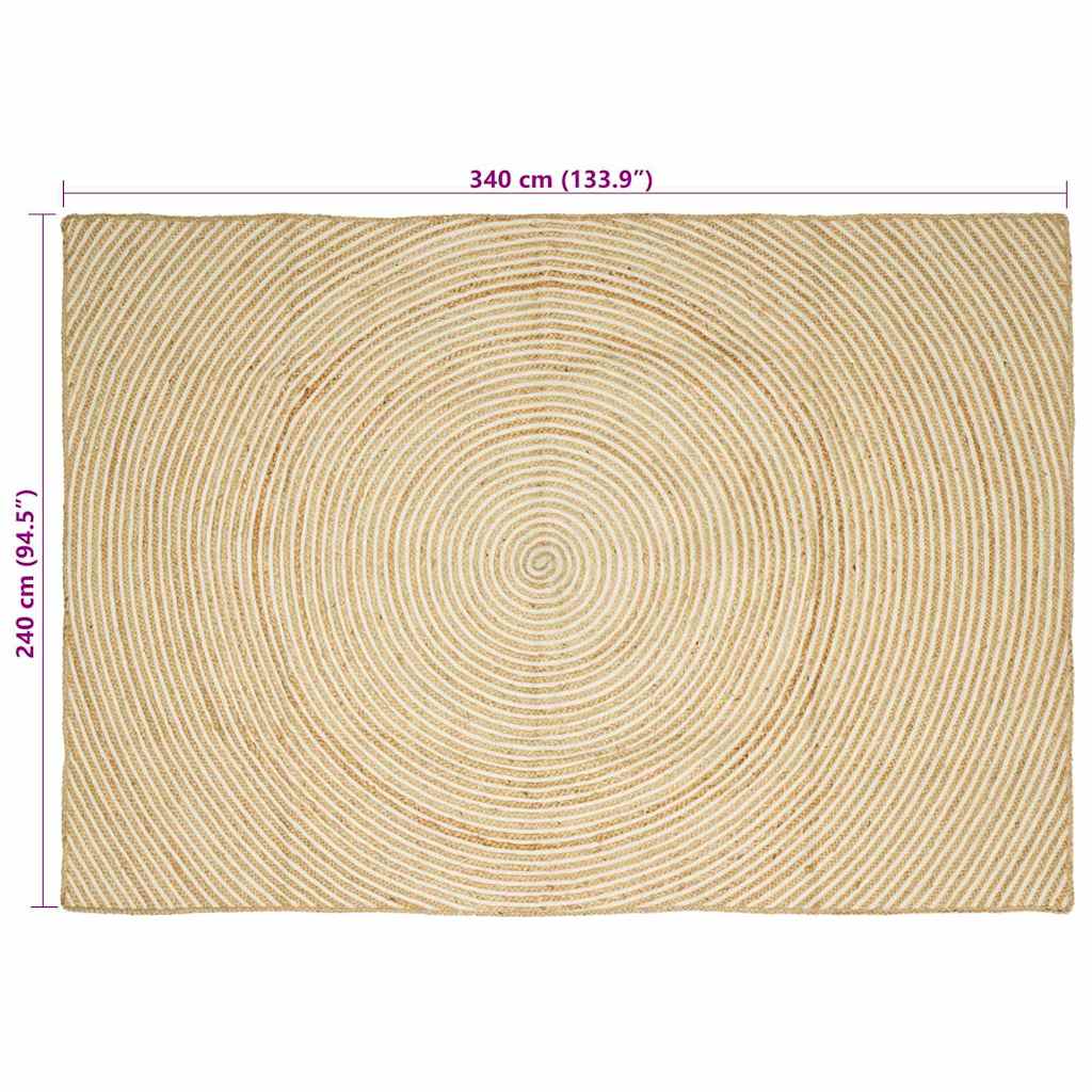 Tappeto Naturale e Bianco 240 x 340 cm Juta | homemem39
