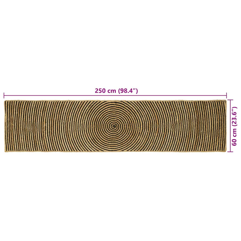 Tappeti per area Nero 60 x 250 cm Juta