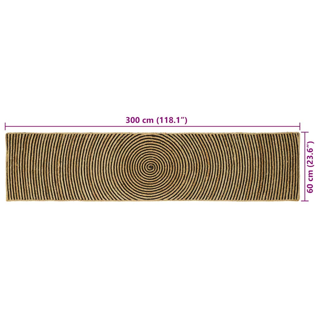 Tappeto Naturale e Nero 60 x 300 cm Juta | homemem39