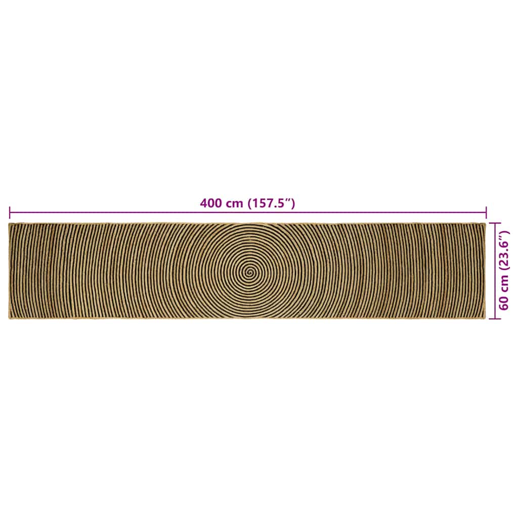 Tappeto Naturale e Nero 60 x 400 cm Juta | homemem39