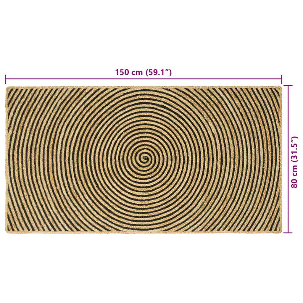 Tappeto Naturale e Nero 80 x 150 cm Juta | homemem39