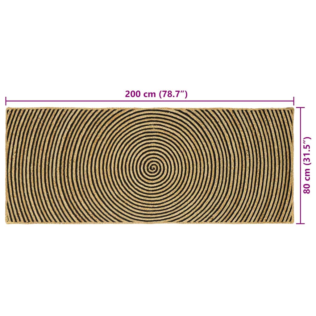 Tappeto Naturale e Nero 80 x 200 cm Juta | homemem39