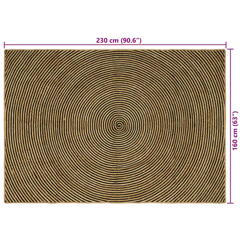 Tappeto Naturale e Nero 160 x 230 cm Juta | homemem39