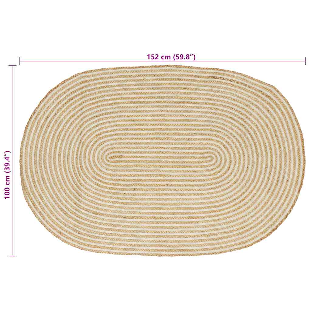 Tappeto Naturale e Bianco 100 x 152 cm Juta | homemem39