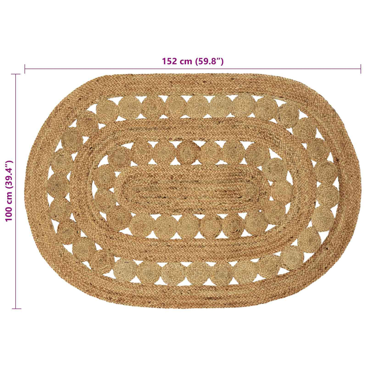 Tappeto da Area Naturale 100 x 152 cm Juta | homemem39