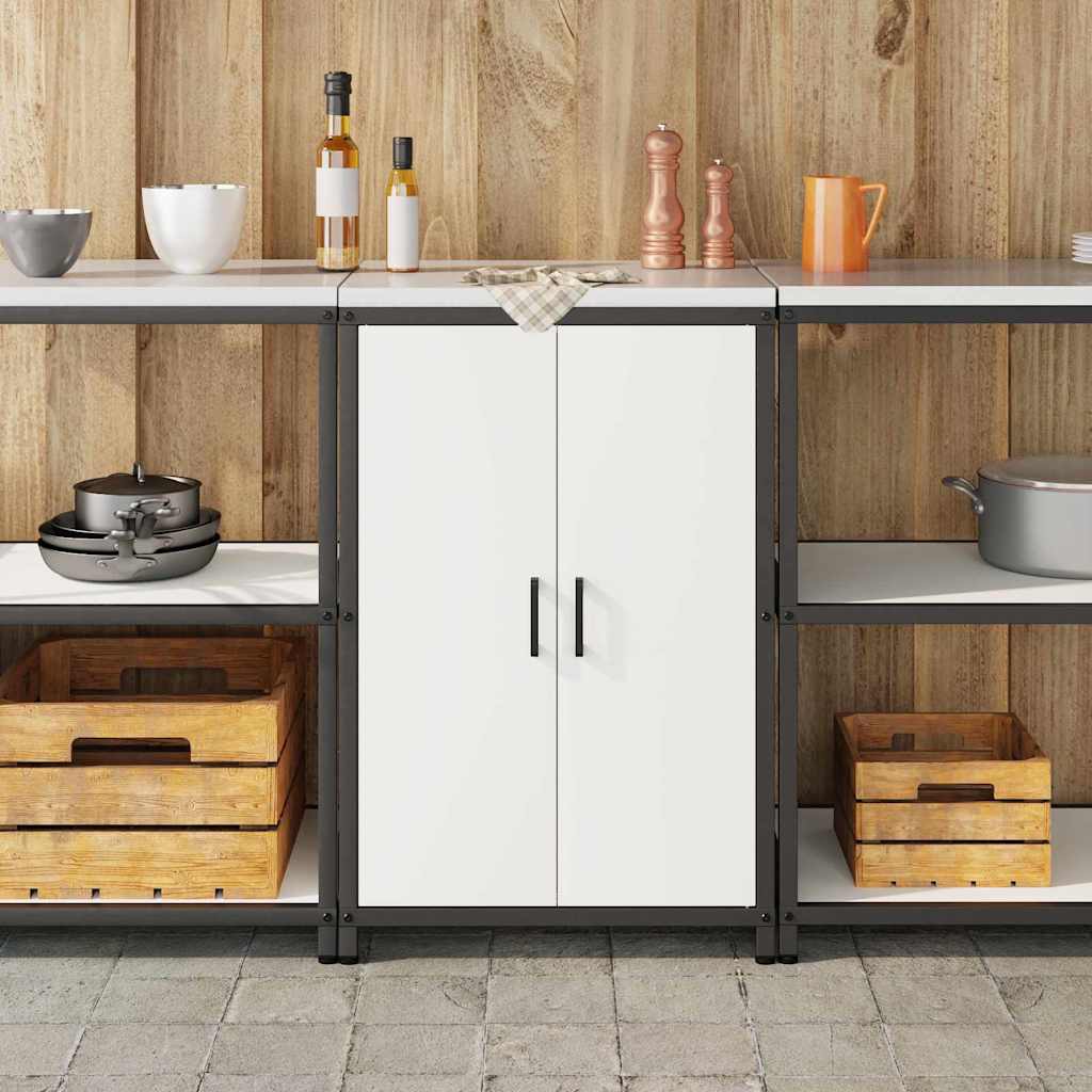Armadietto per Stoccaggio in Cucina con porta Bianco Acciaio