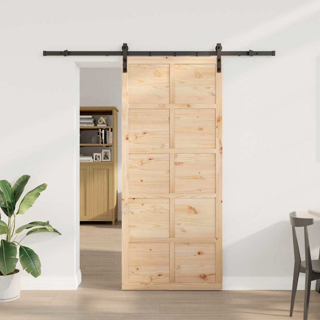 Porta scorrevole Marrone 100 x 208 cm Legno di pino massello