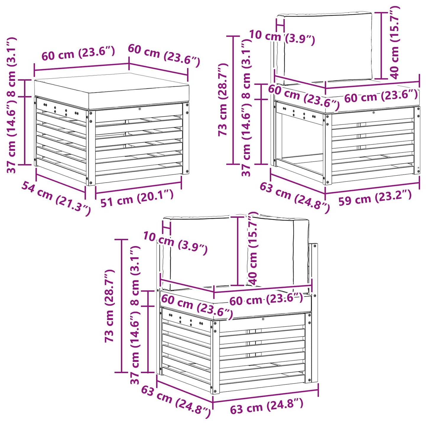 Set divano sezionale con cuscino 5 pcs Naturale e Grigio Chiaro | homemem39