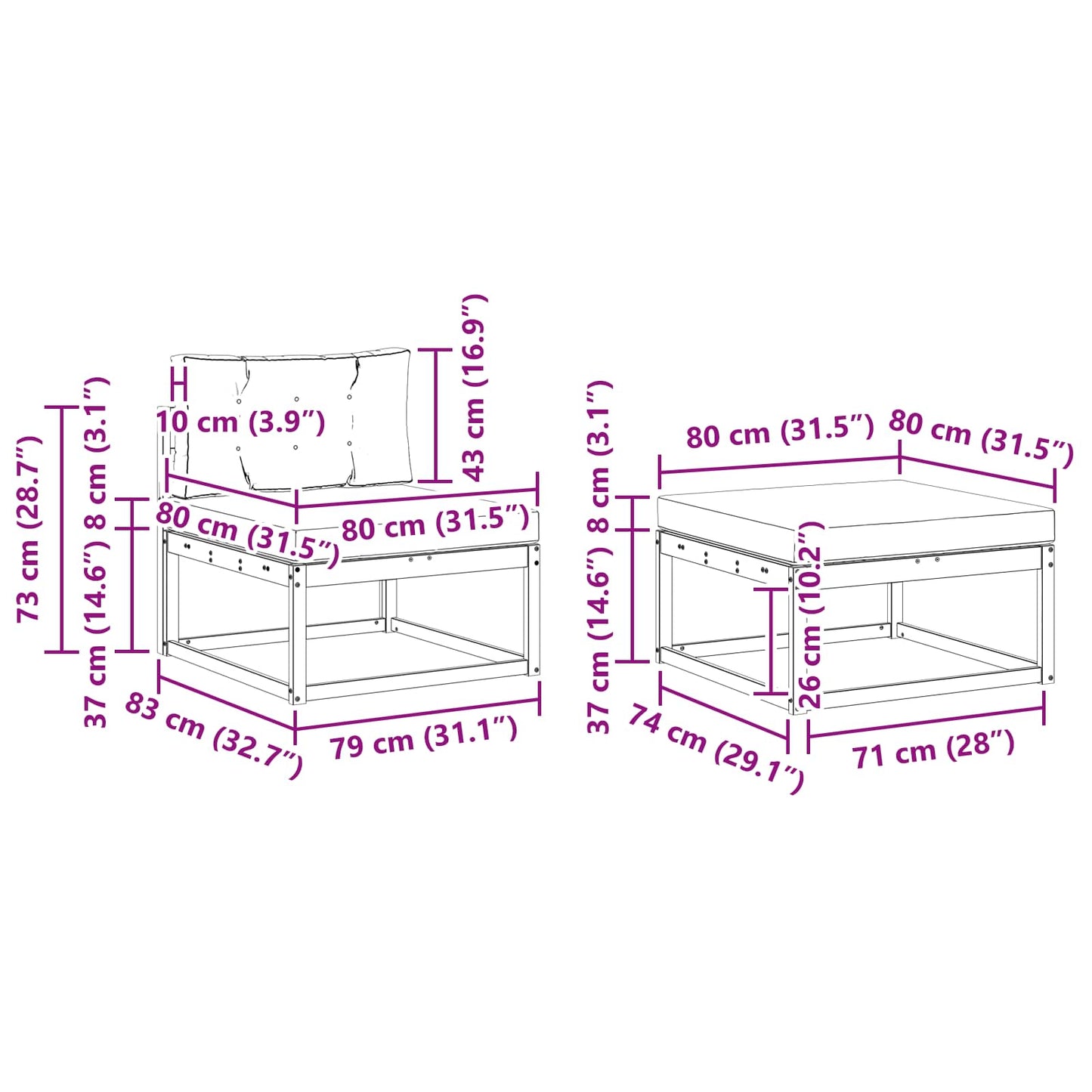 Set di divani da esterno con cuscino 5 pcs Naturale e Crema | homemem39