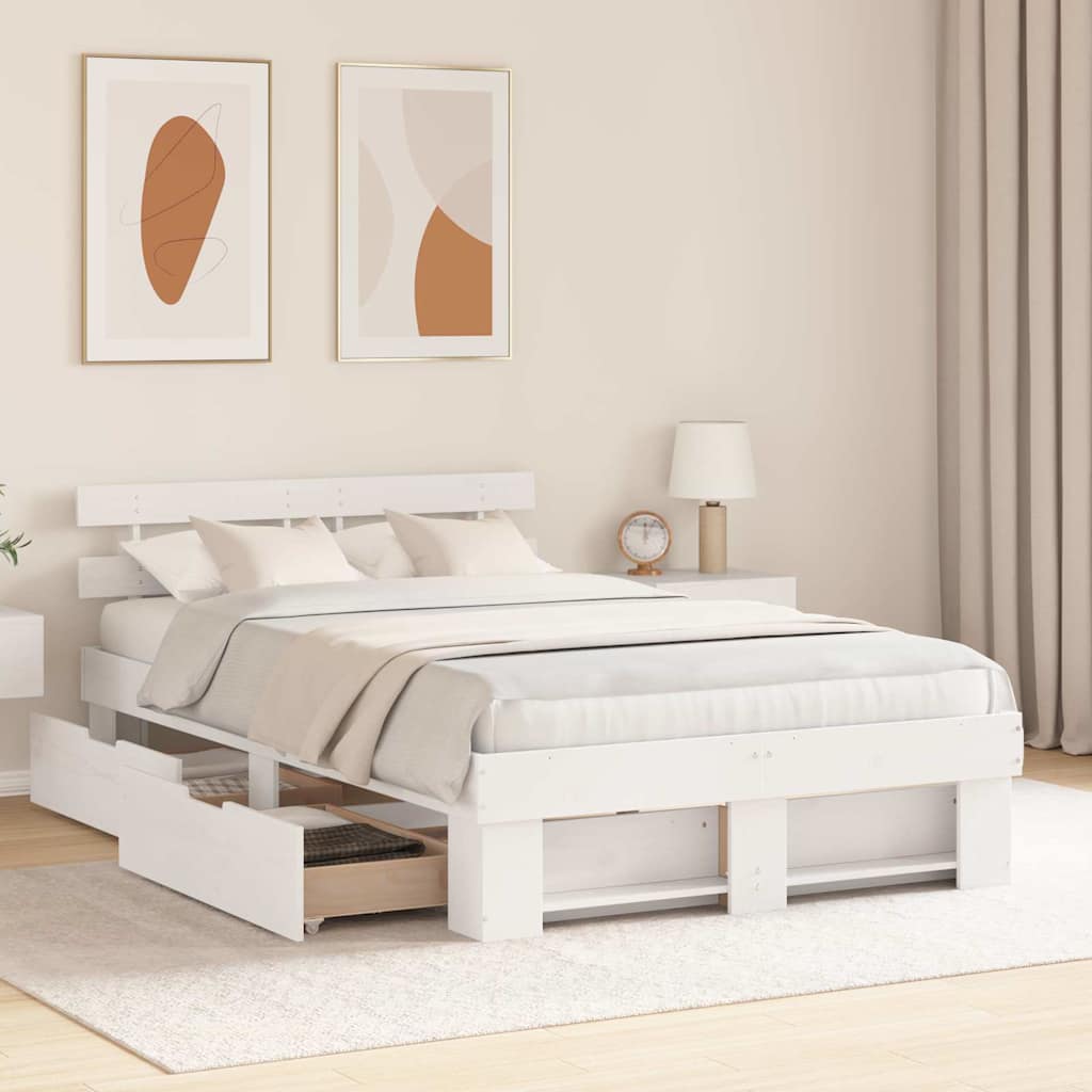 Struttura del letto Bianco 135 x 190 cm Legno di pino massello