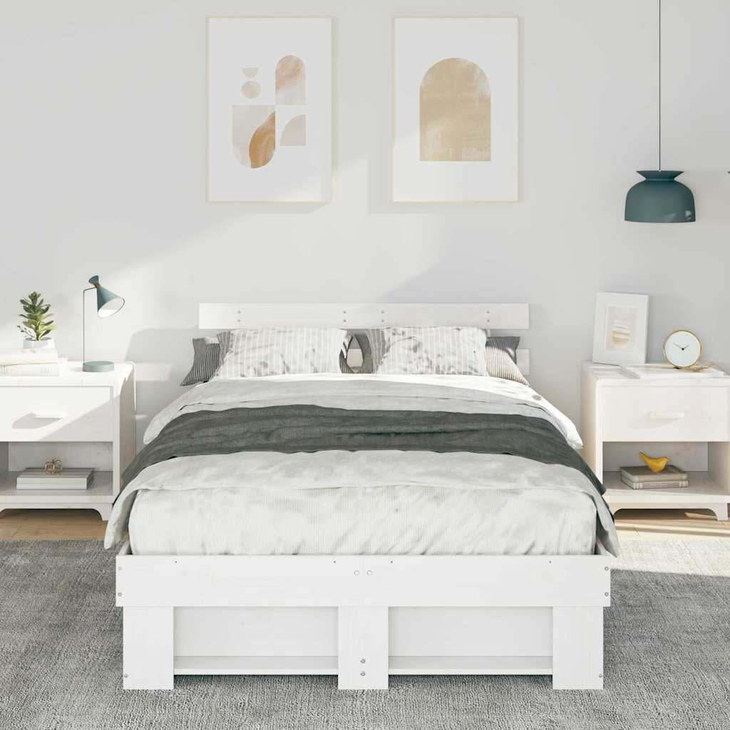 Struttura del letto Bianco 140 x 190 cm Legno di pino massello