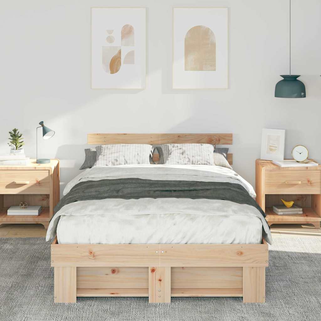 Struttura del letto Marrone 135 x 190 cm Legno di pino massello