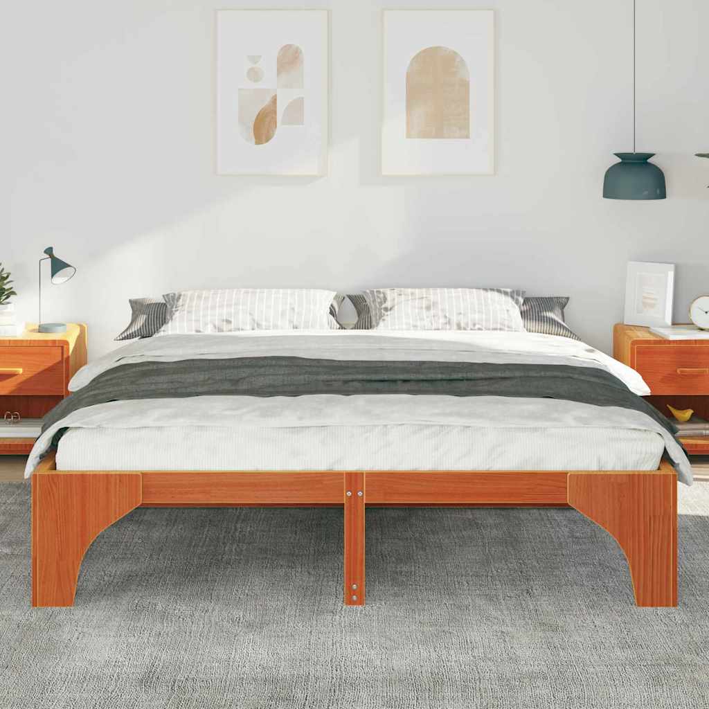 Struttura letto a terra Marrone Legno di pino massello