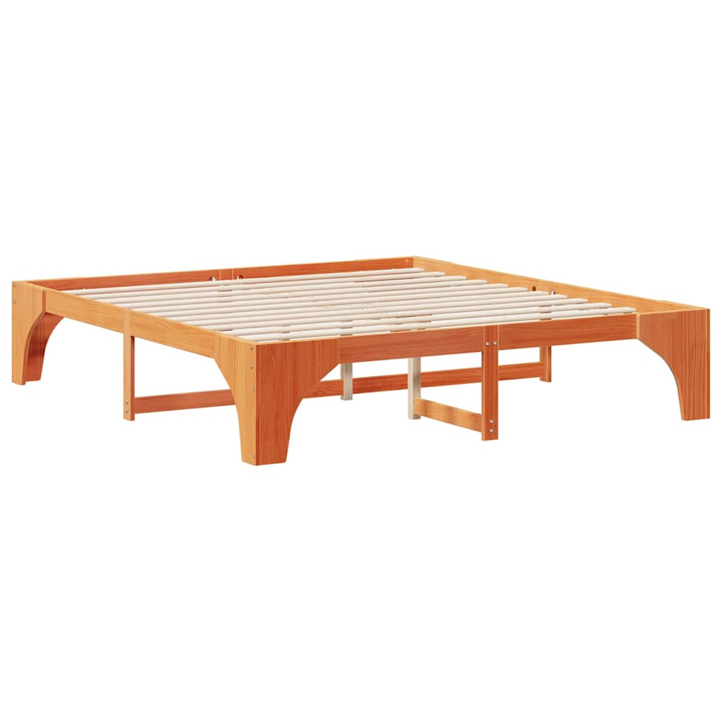 Struttura letto a terra Marrone Legno di pino massello