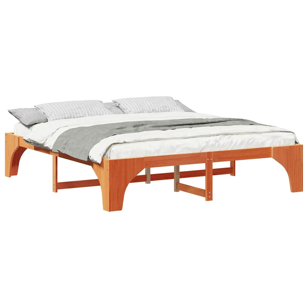 Struttura letto a terra Marrone Legno di pino massello