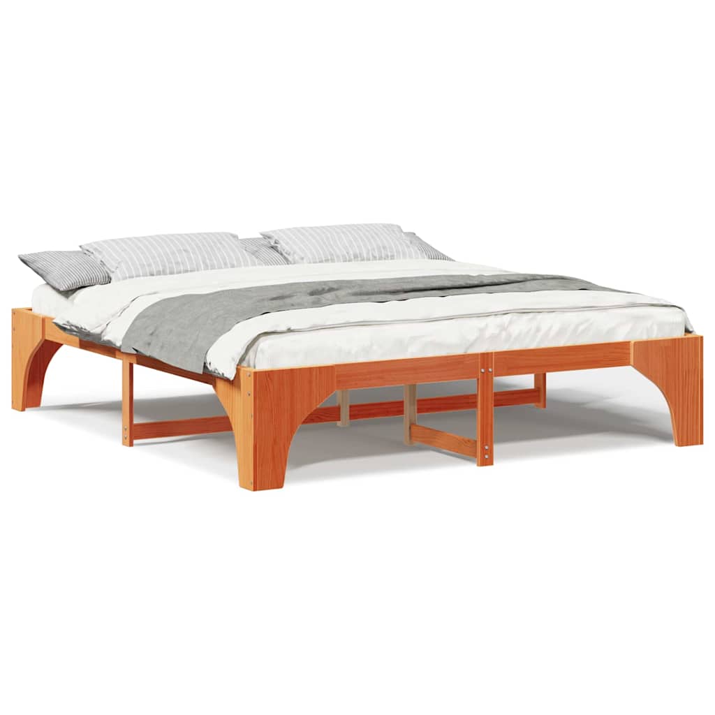 Struttura letto a terra Marrone Legno di pino massello