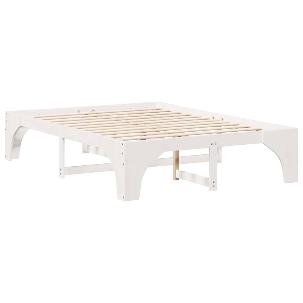 Struttura letto a terra Bianco Legno di pino massello