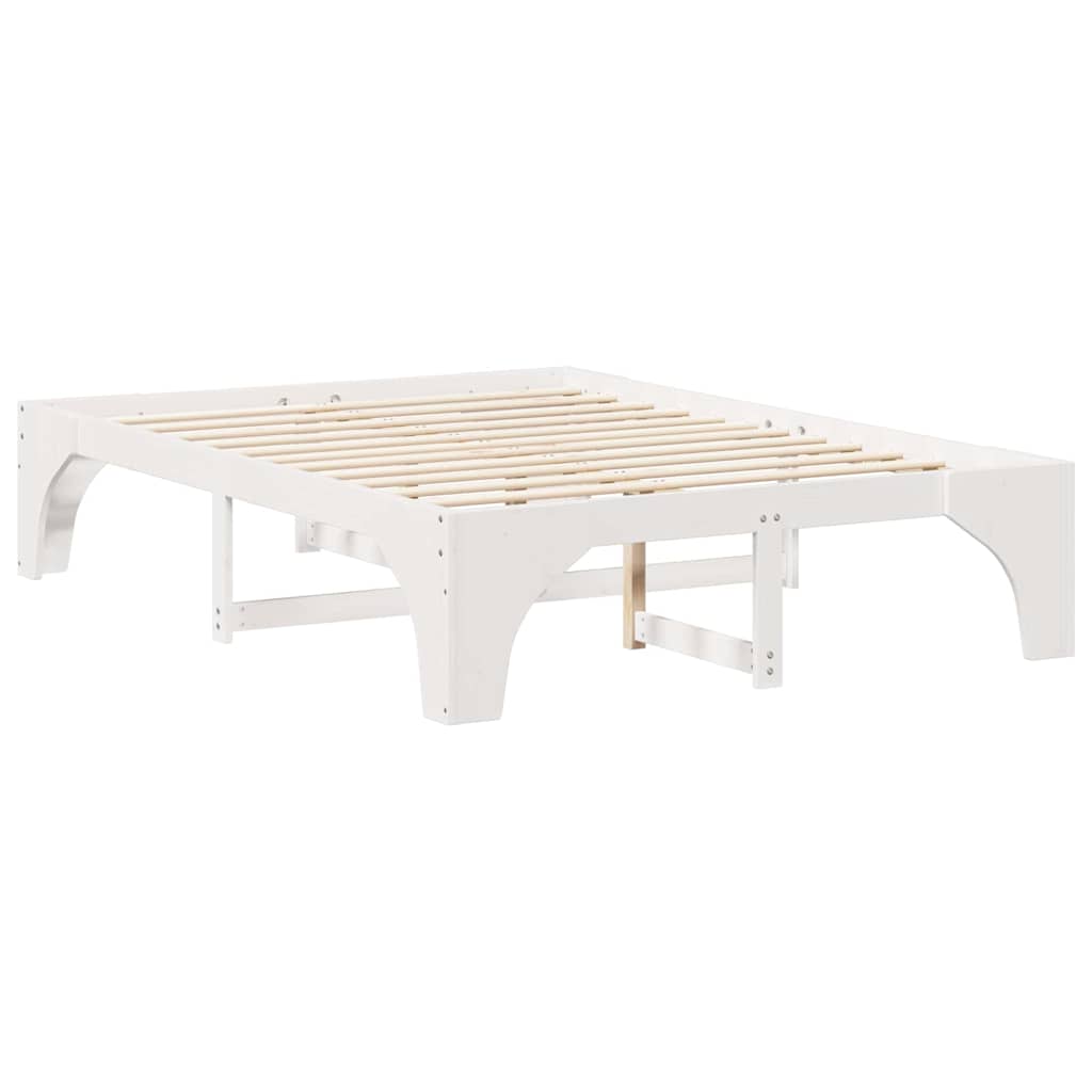 Struttura letto a terra Bianco Legno di pino massello