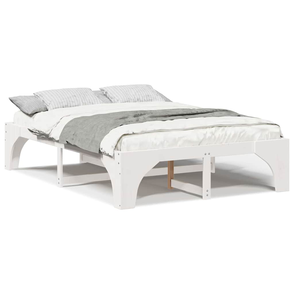 Struttura letto a terra Bianco Legno di pino massello