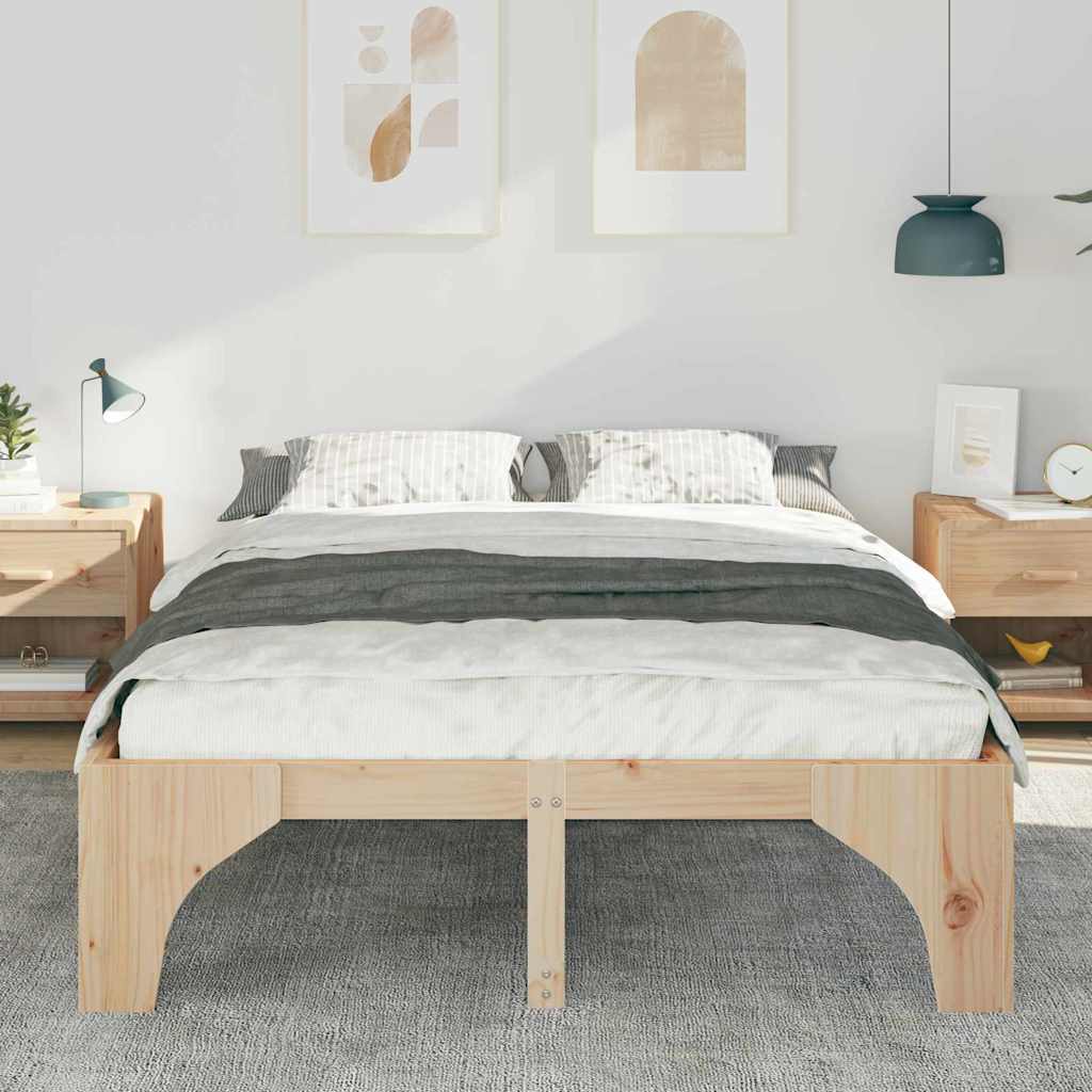Struttura letto a terra Marrone Legno di pino massello