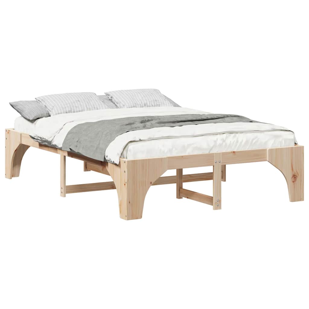 Struttura letto a terra Marrone Legno di pino massello