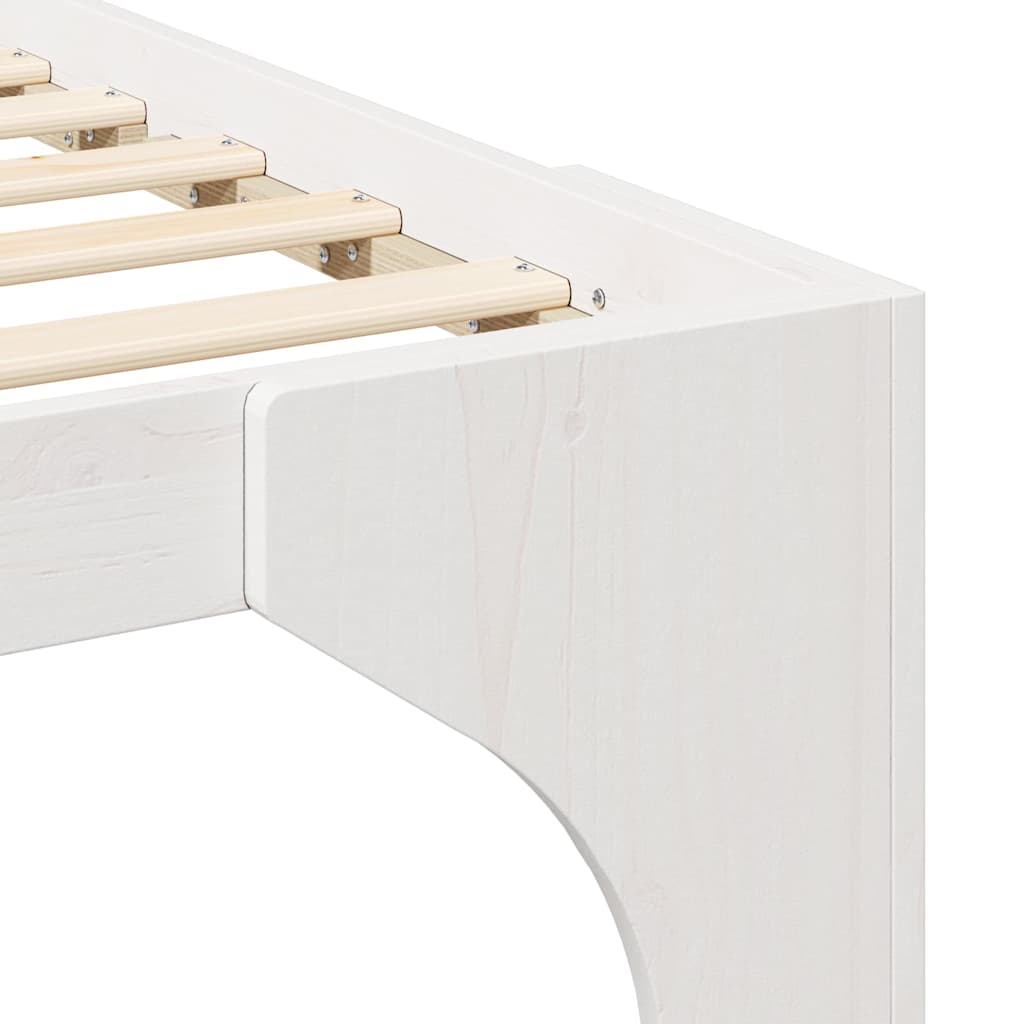 Struttura letto a terra Bianco Legno di pino massello