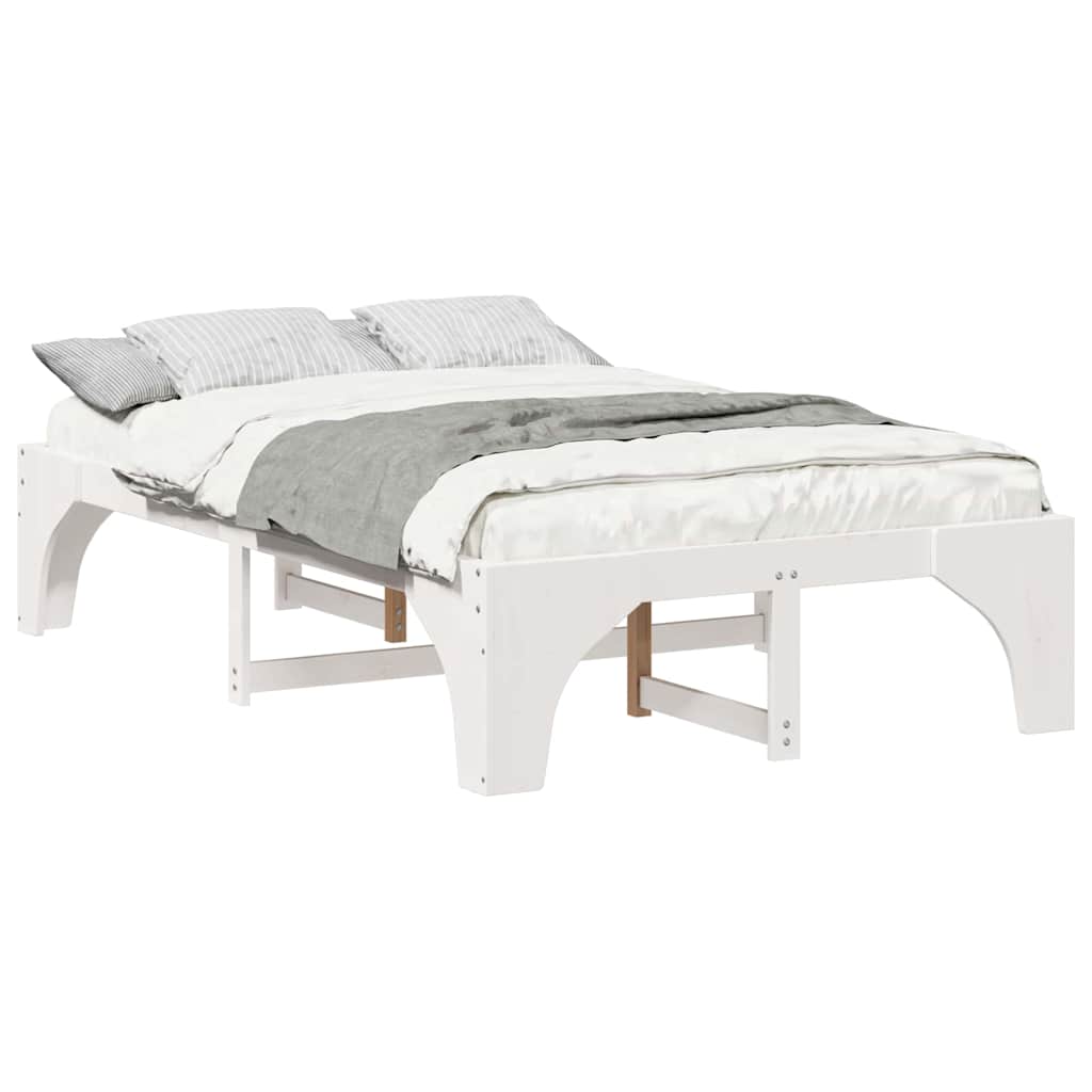 Struttura letto a terra Bianco Legno di pino massello