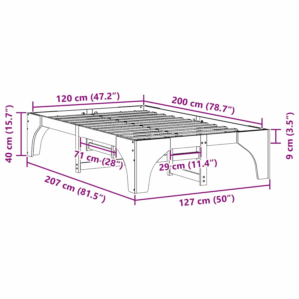 Struttura del letto Bianco 120 x 200 cm Pino massello