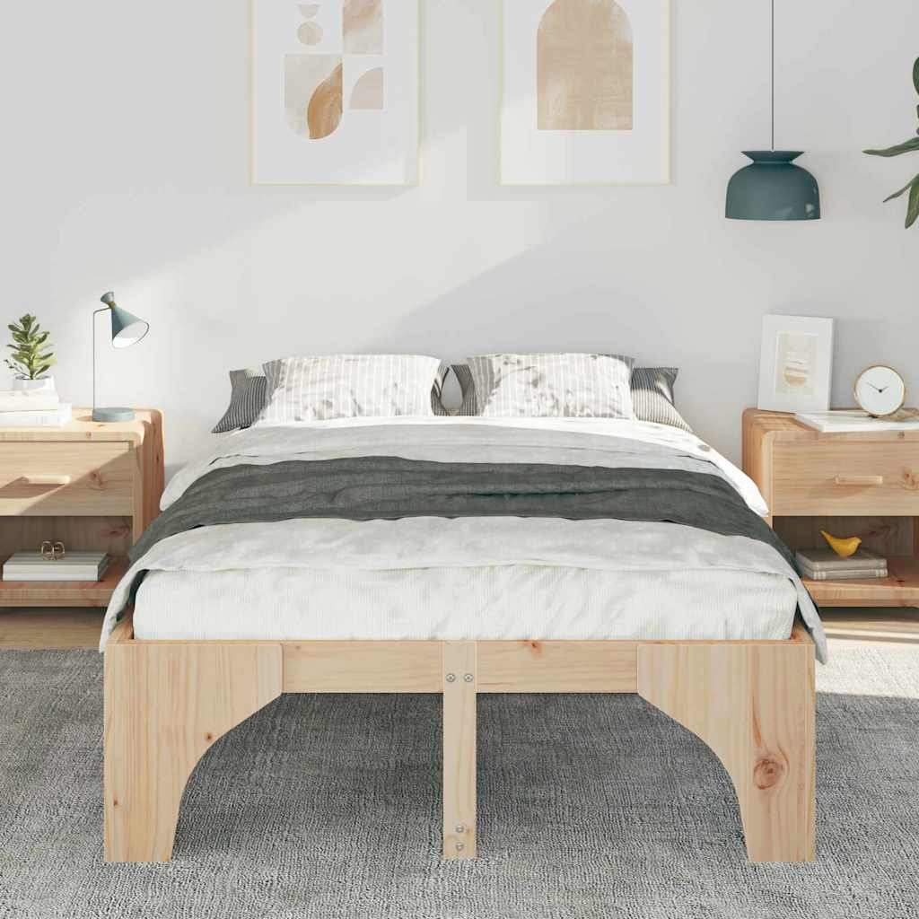 Struttura letto a terra con archiviazione Marrone Legno di pino
