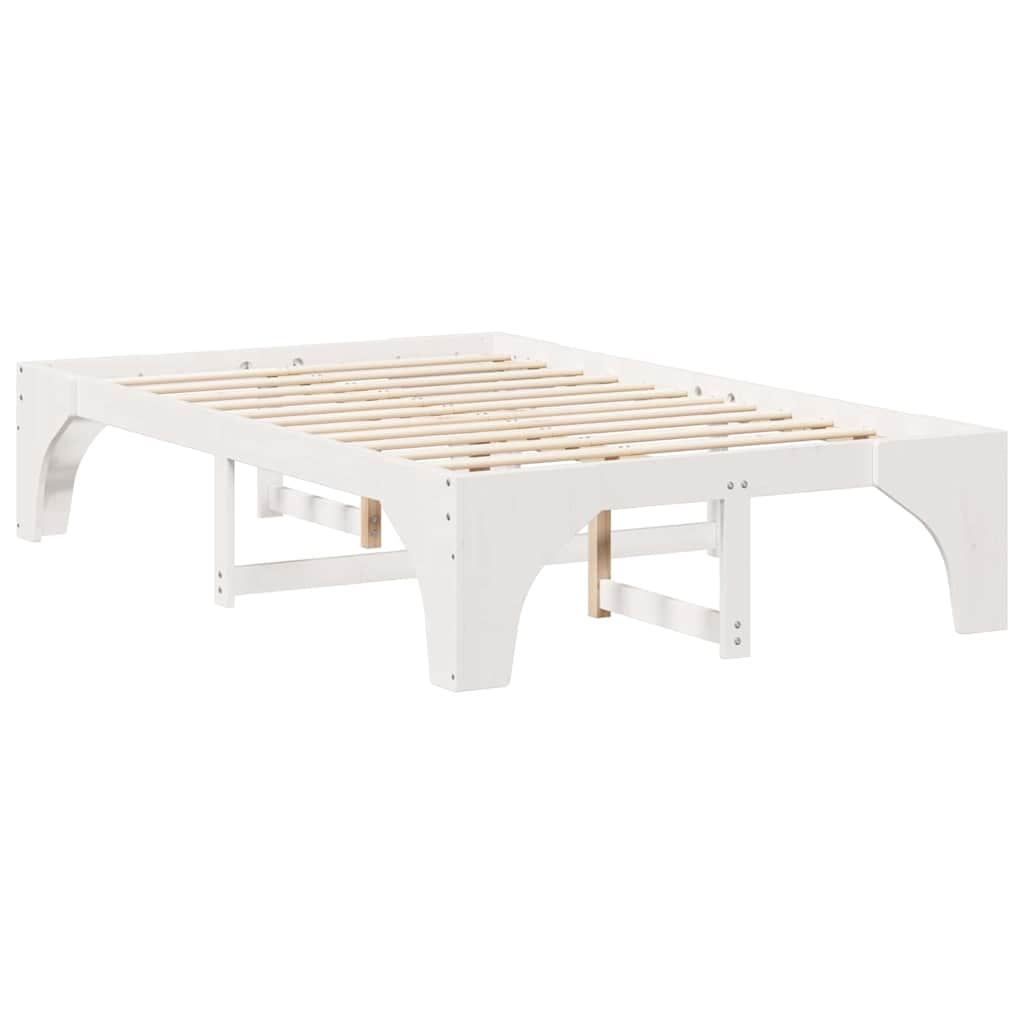 Struttura letto a terra Bianco Legno di pino massello