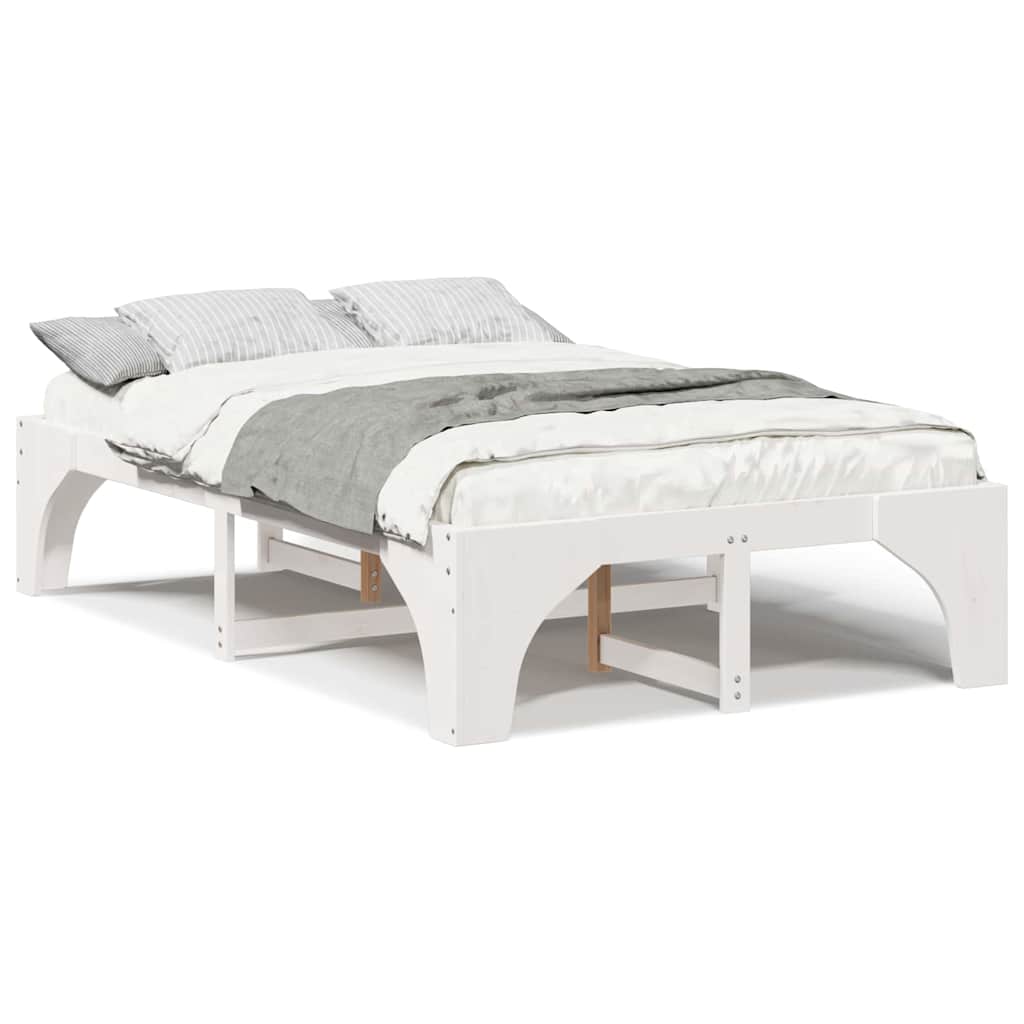 Struttura letto a terra Bianco Legno di pino massello