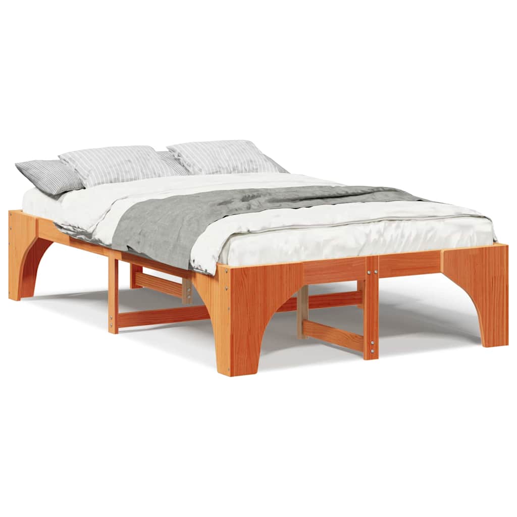 Struttura letto a terra Marrone Legno di pino massello