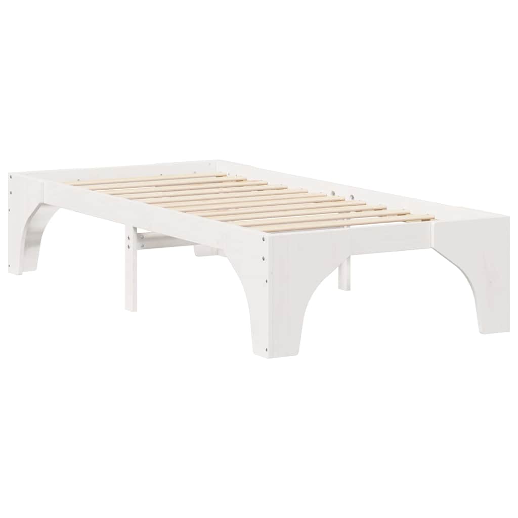 Struttura letto a terra Bianco Legno di pino massello