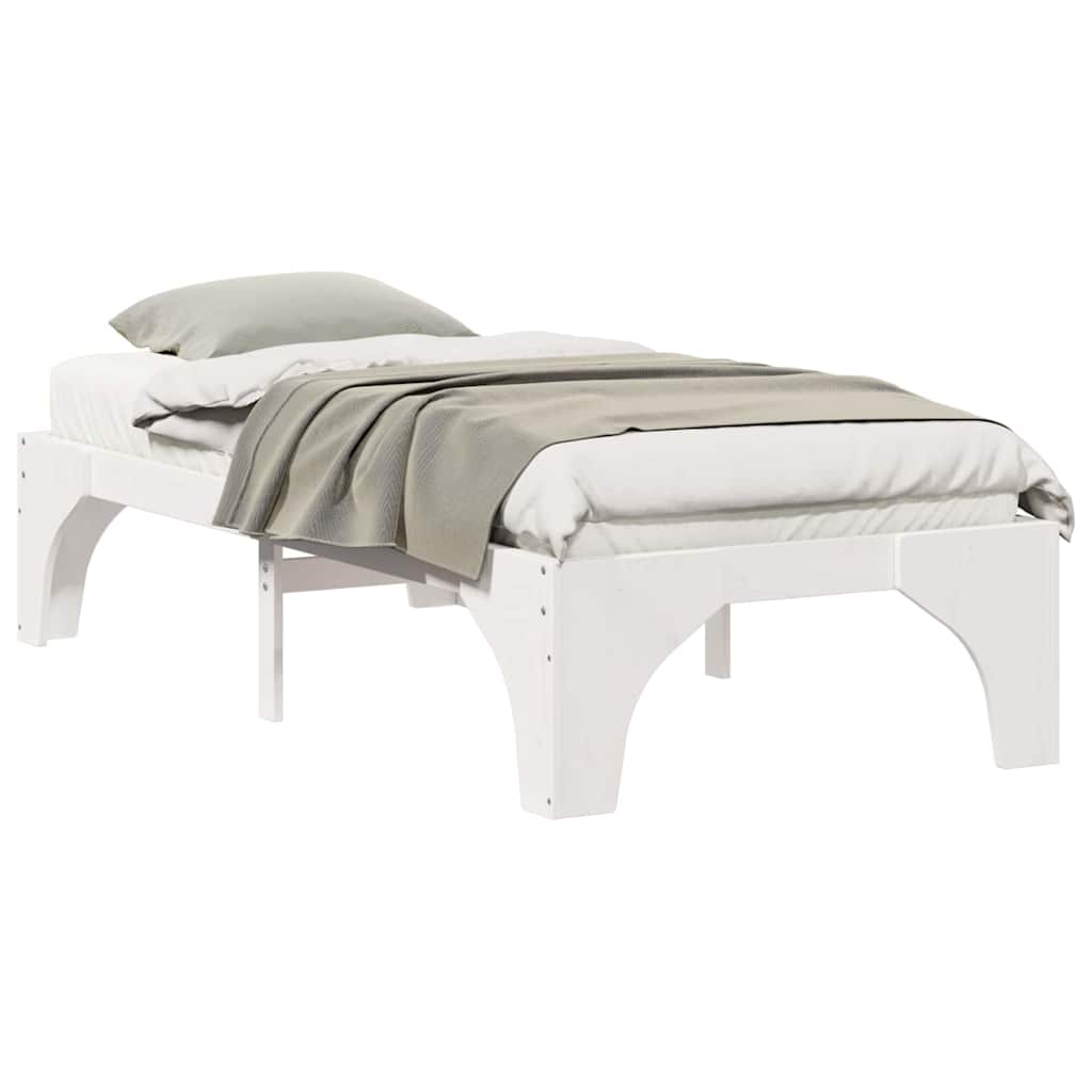 Struttura letto a terra Bianco Legno di pino massello
