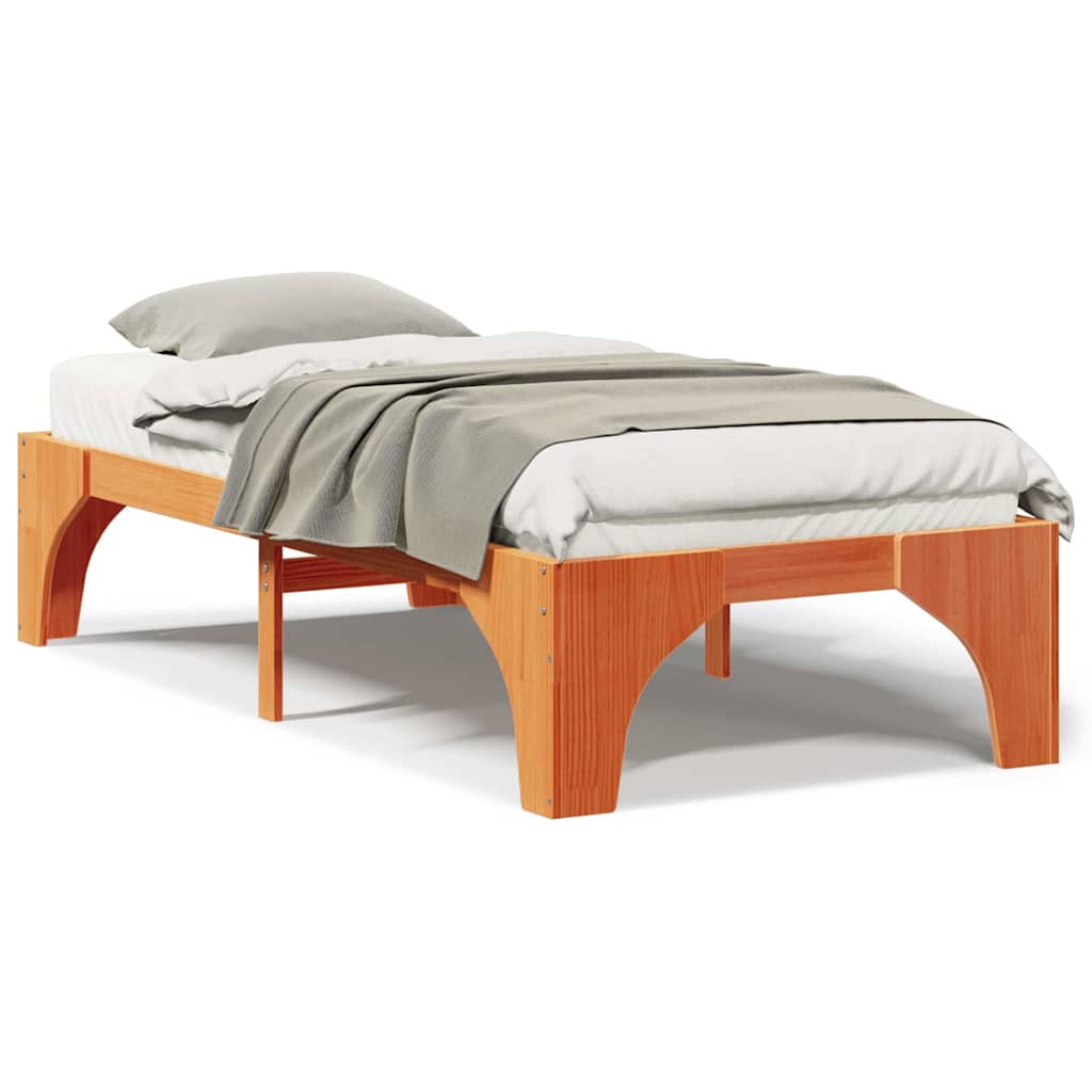 Struttura letto a terra Marrone Legno di pino massello