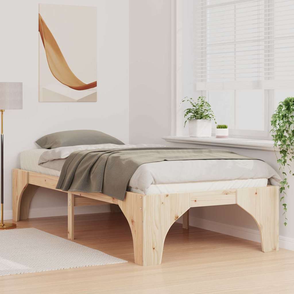 Struttura letto a terra Marrone Legno di pino massello