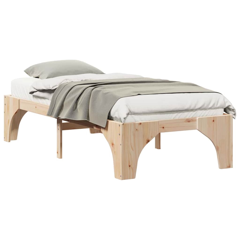 Struttura letto a terra Marrone Legno di pino massello