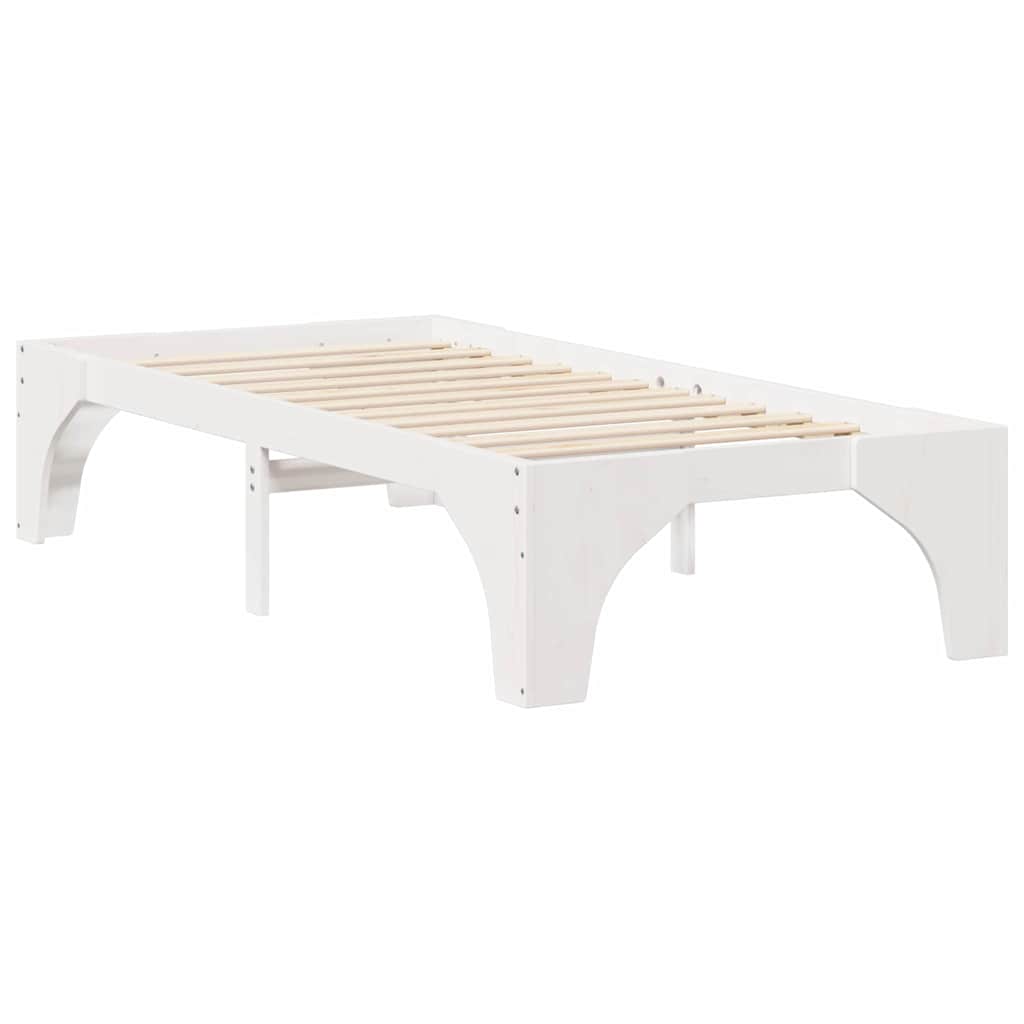 Struttura letto a terra Bianco Legno di pino massello