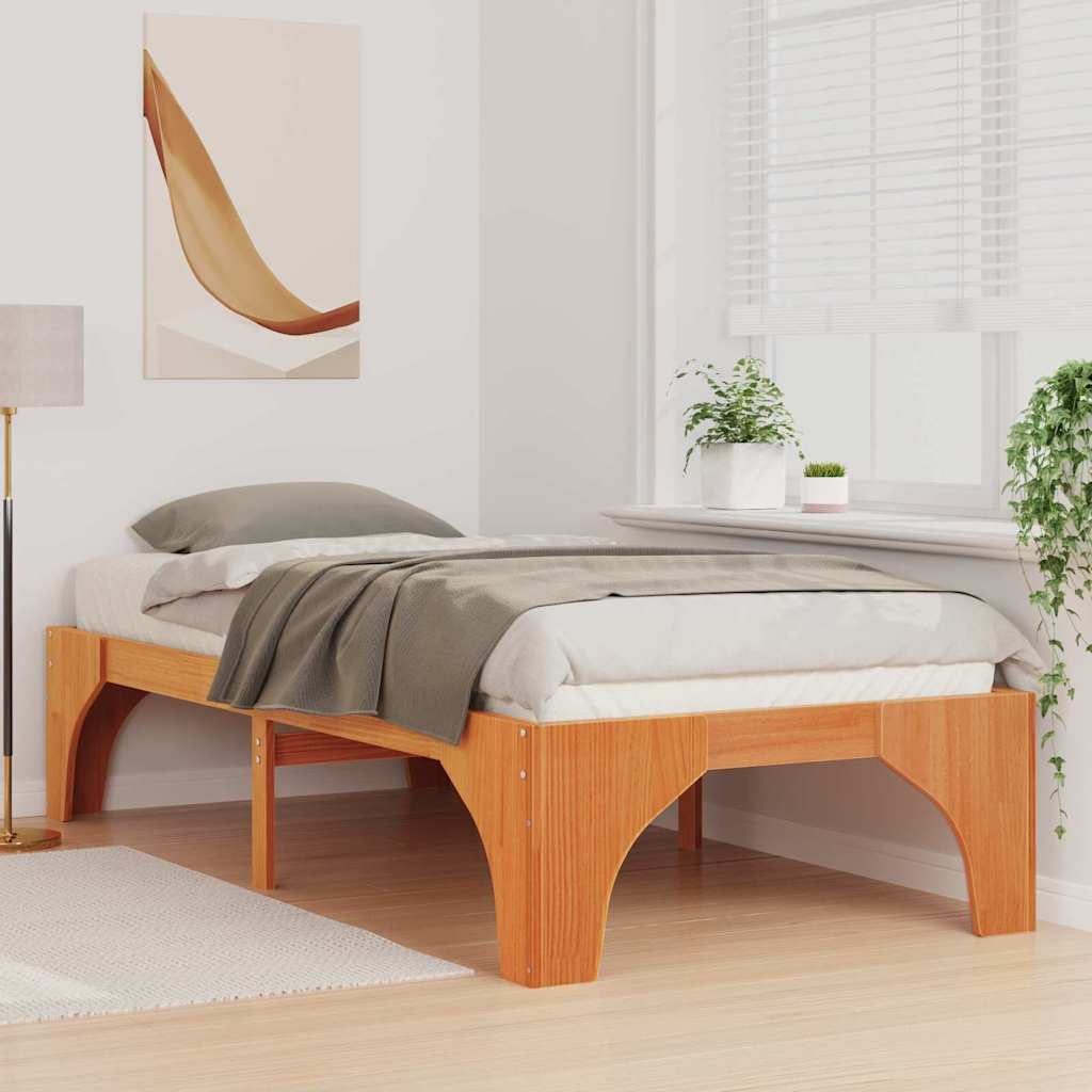 Struttura letto a terra Marrone Legno di pino massello