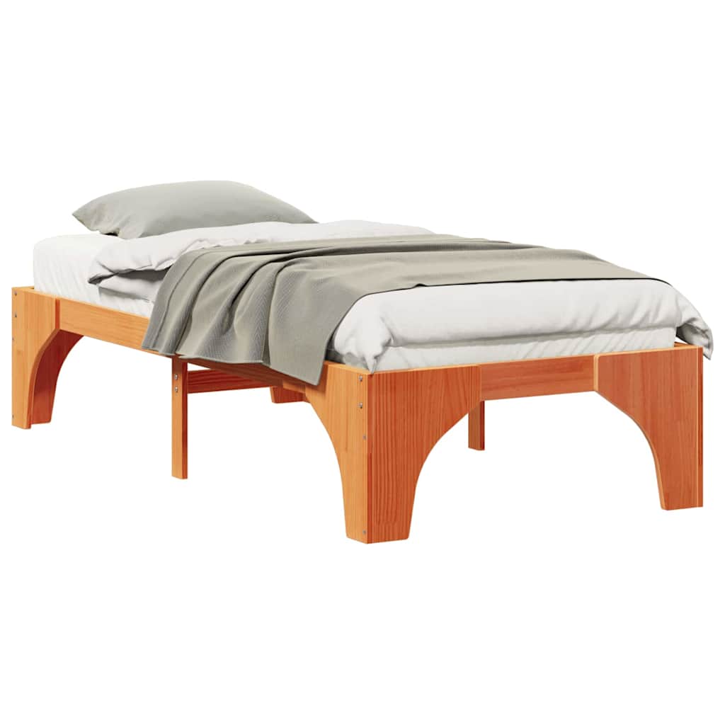Struttura letto a terra Marrone Legno di pino massello